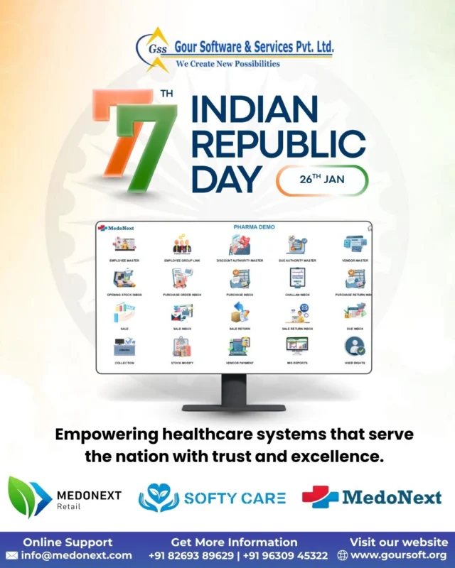 This Republic Day, empowering India’s healthcare with smart digital solutions.
MedoNext & SoftyCare make hospital and clinic operations simple and efficient.📞 Book Free Demo – Call: +91 82693 89629
.
#clinicmanagementsoftware
#digitalhealthindia
#healthcaresystems
#medonext
#softycare